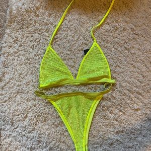 Lime green rhinestone bikini , cheeky bottoms